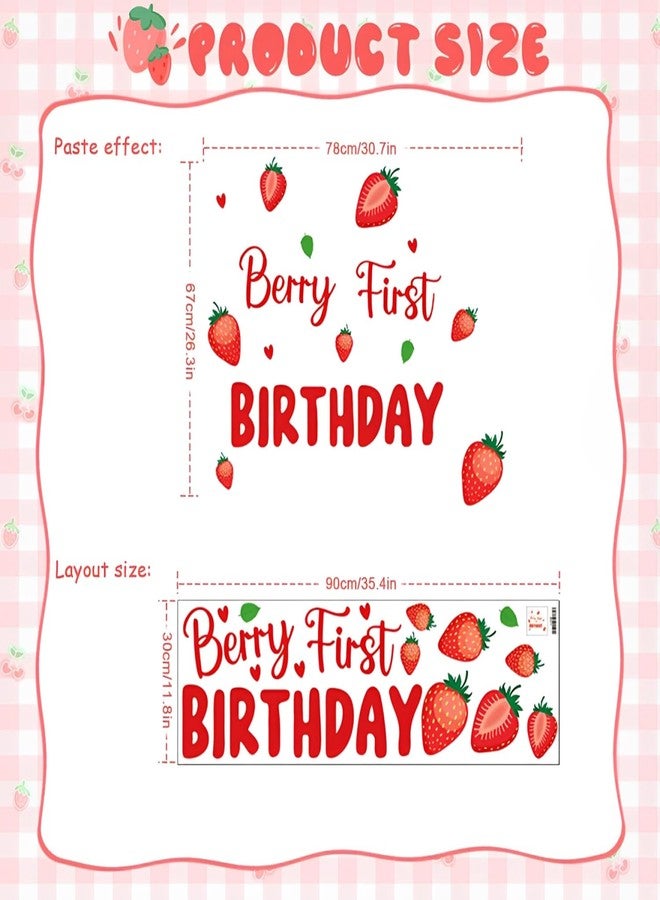 Newleafly Berry First Birthday Stickers Decorations - Removable Red Strawberry Arch Stickers, Backdrop Decals, Sweet Strawberry 1st Birthday Decorations for Girls (Berry Decal) - Image 2